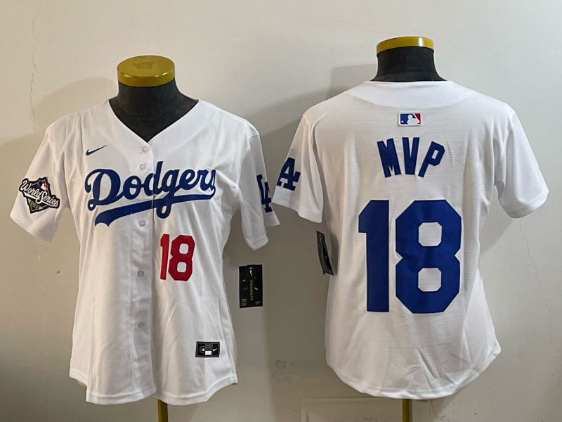 Women Los Angeles Dodgers #18 Mvp White Game 2026 Nike MLB Jersey style 07